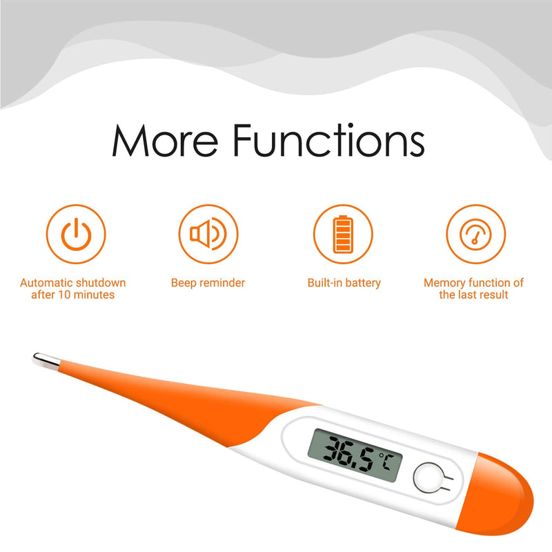 Digital Thermometer for Fever - Daffodil HPC400 - Body Temperature Underarm Orally Rectal Medical Axillary Thermometer - Accurate and Mercury Free Measurement - Orange - NewNest Australia