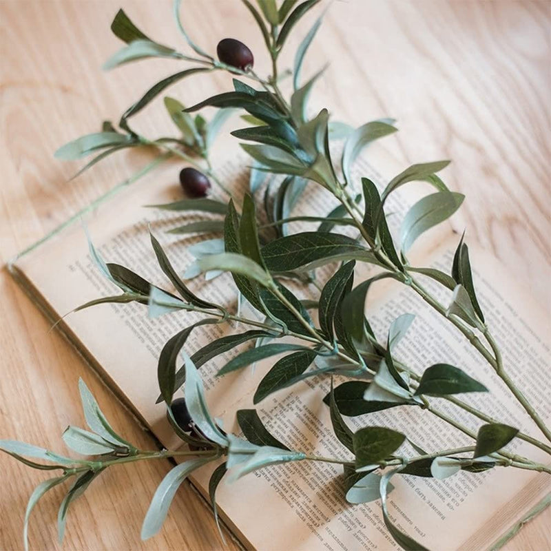 5 Pcs Artificial Greenery Olive Branches for Vases Faux Olive Branches Greenery Stems Fake Olive Branch Green Plants Bushes (17.7 inch/Each) 5 17.7 - NewNest Australia