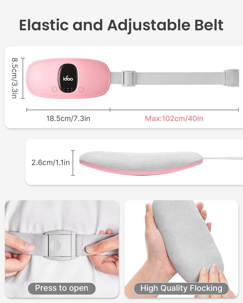 iDOO Period Heat Belt, Heating Pad Wireless, Electric Heat Belt with 3 Temperature Modes and Massage Modes, Abdomen Heat Belt with Auto-OFF, Gift for Women Pink - NewNest Australia