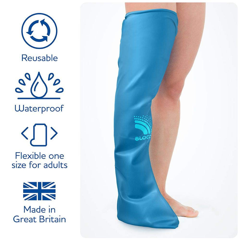 Bloccs – Long waterproof leg protector for casts, adults, blue, adult - long leg protector - NewNest Australia