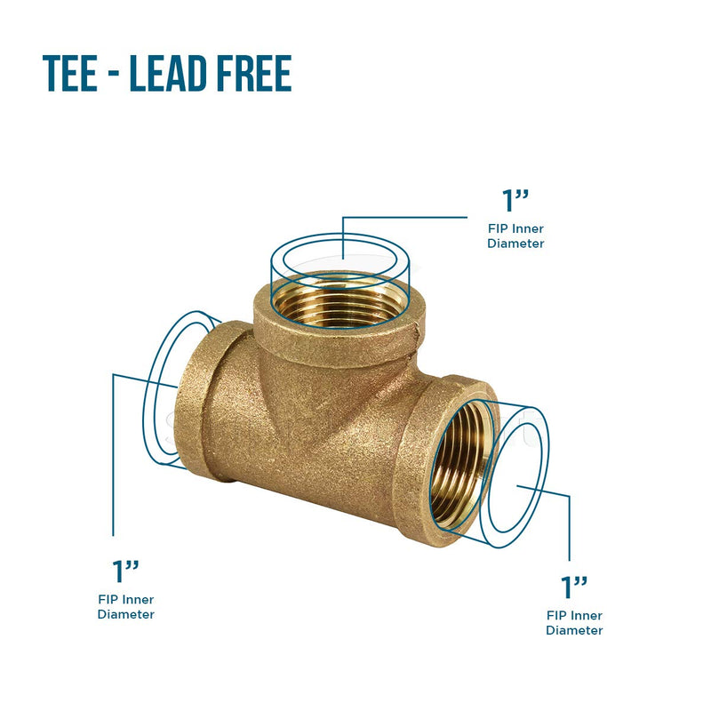 Supply Giant CSUF0100 1 in. FIP Brass Tee, Lead Free, 12 - NewNest Australia