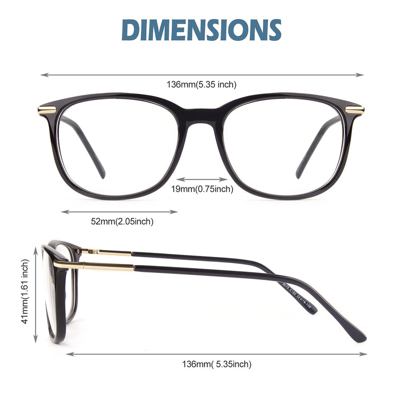 CGID CN79 Classic nerd glasses ellipse 40s 50s panto glasses vintage look clear lens glossy black - NewNest Australia