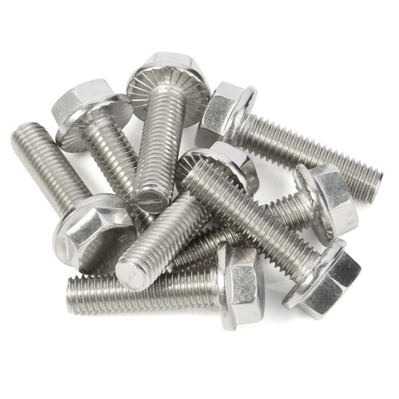 M5-0.8 x 12mm Flanged Hex Head Bolts Flange Hexagon Screws, Stainless Steel 18-8 (304), Plain Finish, 40 PCS M5 x 12mm (40 PCS) - NewNest Australia