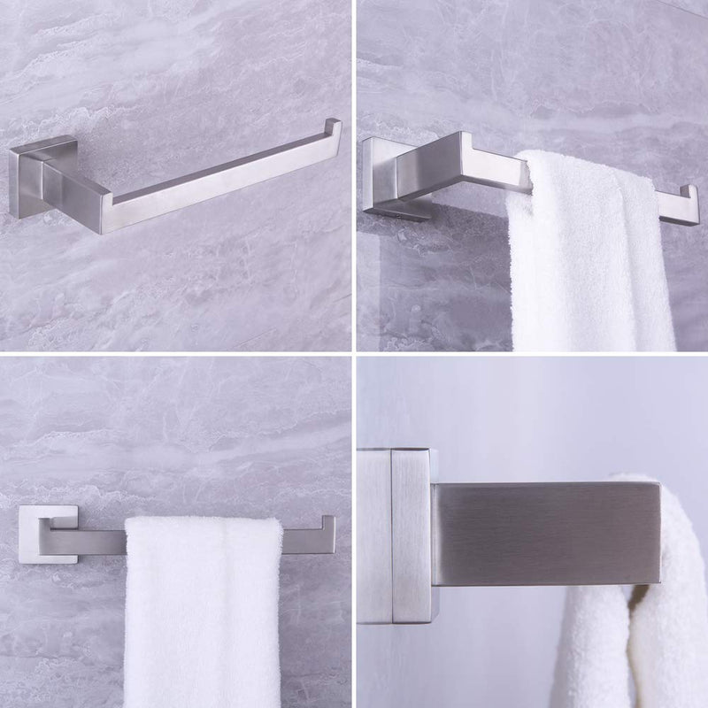 3-Pieces Bathroom Accessories Kit Bathroom Hardware Set Brushed Stainless Steel Wall Mounted - Includes Towel Ring, Toilet Paper Holder, Robe Towel Hooks - NewNest Australia