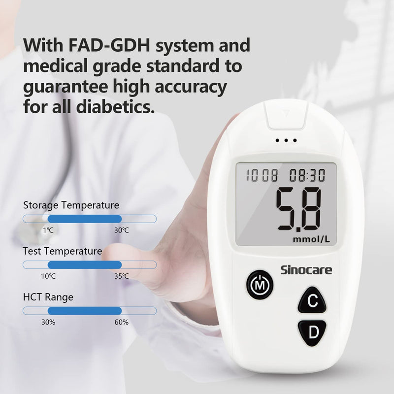 Sinocare 100pcs Safe Accu Blood Sugar Test Strips + 100pcs Twsit Lans, Diabetes Test Strips/Blood Glucose Test Strips Only for Safe Accu Blood Sugar Monitor (Safe Accu Strips- 100) - NewNest Australia