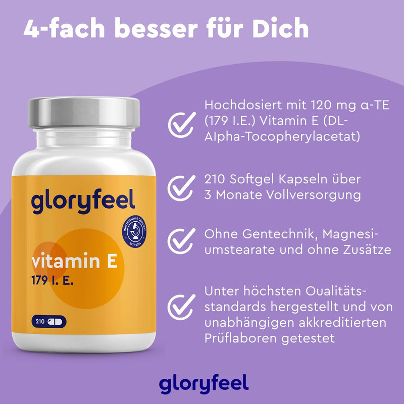 Vitamin E capsules - Most stable premium raw material (DL-alpha-tocopheryl acetate) - Bioactive vitamin E 179 IU per capsule - High-quality 210 capsules for 100 days of full supply - Laboratory tested - NewNest Australia