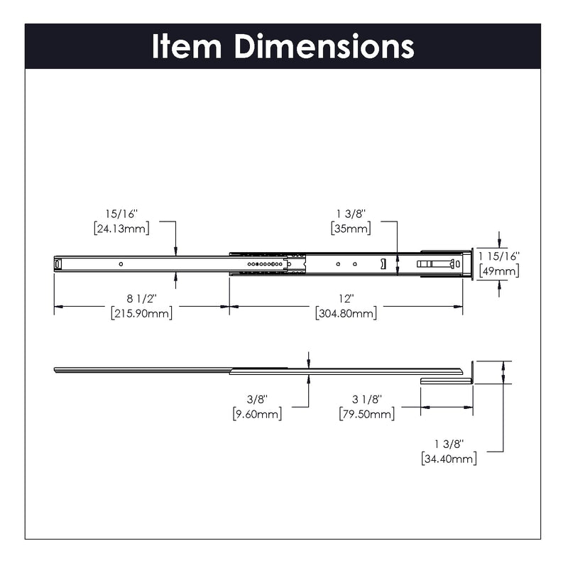 Hickory Hardware P1029/12-2C Center Mount Collection Drawer Slide, 12 Inch, Cadmium - NewNest Australia