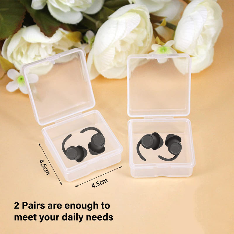 Earplugs Noise Cancelling Ear Plugs for Sleep,2 Pairs Silicone Reusable Earplugs Noise Reduction Earbuds for Snoring Concert Study Motorcycle Work Flying Travel Essentials Black - NewNest Australia