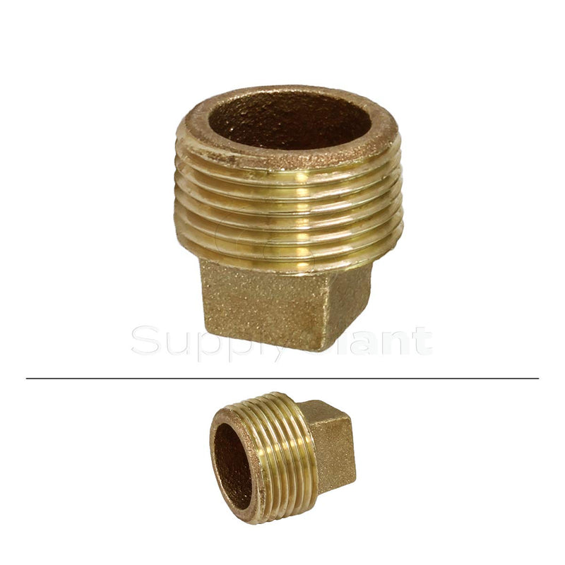 Supply Giant CSQM0034 3/4''-Inch Male National Pipe Taper Threads Brass Cored Plug with Square Head, Lead Free Brass Pipe Fitting, Higher Corrosion Resistance, Economical & Easy to Install, 23 - NewNest Australia