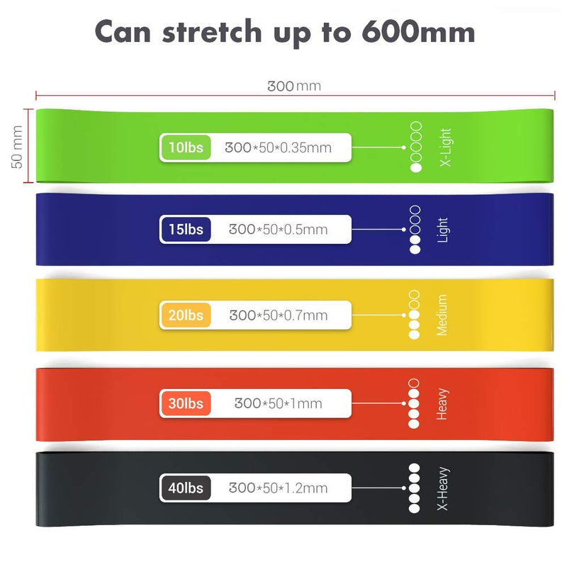 TechStone Resistance Bands Set for Men and Women, Pack of 5 Different Resistance Levels Elastic Band for Home Gym Long Exercise Workout – Great Fitness Equipment for Training, Yoga – Free Carrying Bag - NewNest Australia