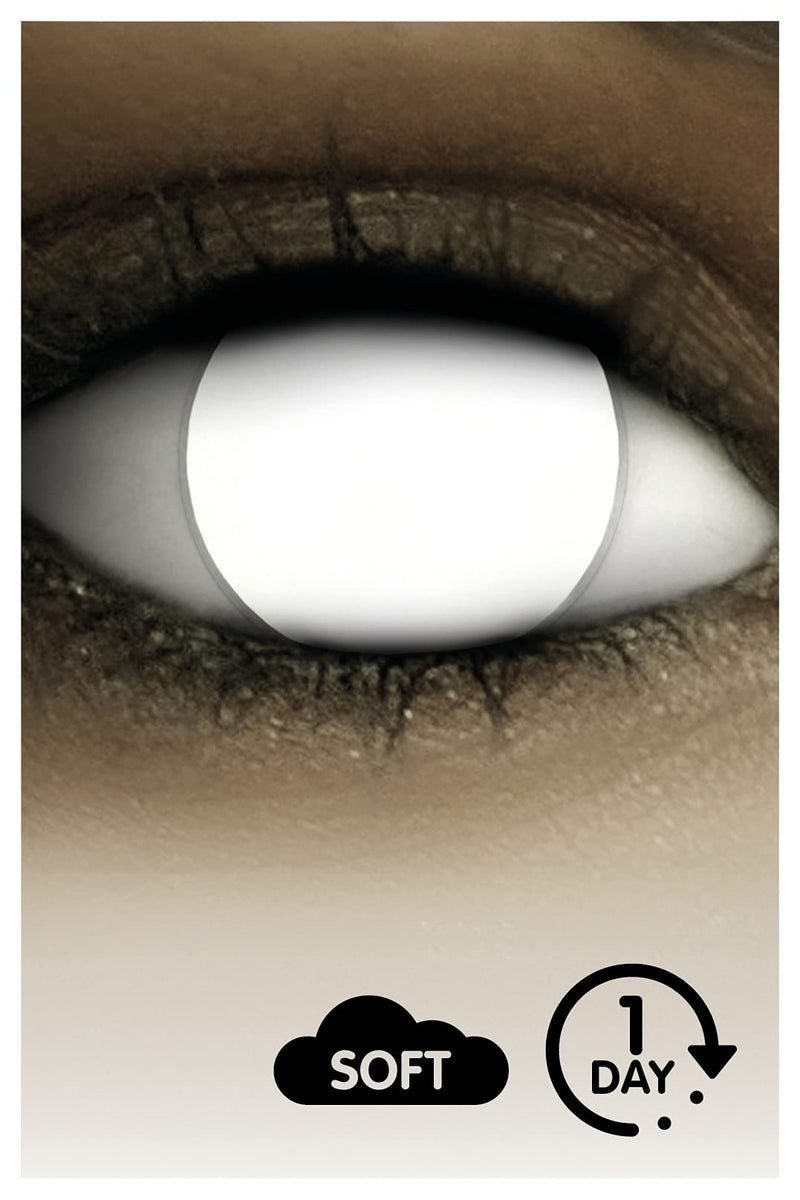Fxeyez Colored Contact Lenses Halloween White Blind White Pack Of 2 (1 Pair) Without Prescription Easy To Install White Lenses Attention: Only 60% Vision - 2 X Colored White Contact Lenses - NewNest Australia