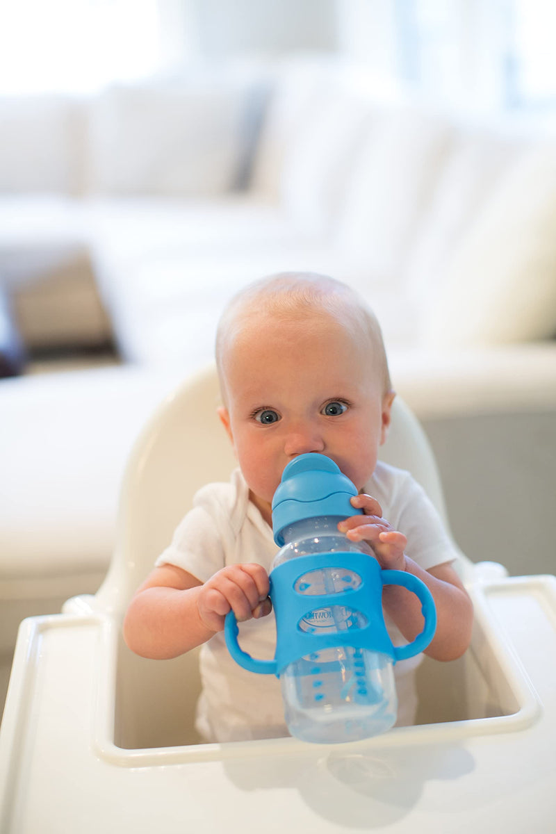 Dr. Brown's Wide-Neck Sippy Straw Bottle with Handles, Blue, 9 Ounce - NewNest Australia