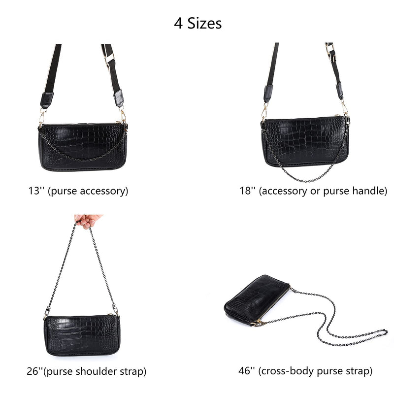 Mini Copper Purse Chain Shoulder Crossbody Strap Bag Accessories Charm Decoration (Black, 13'') Black 13'' - NewNest Australia