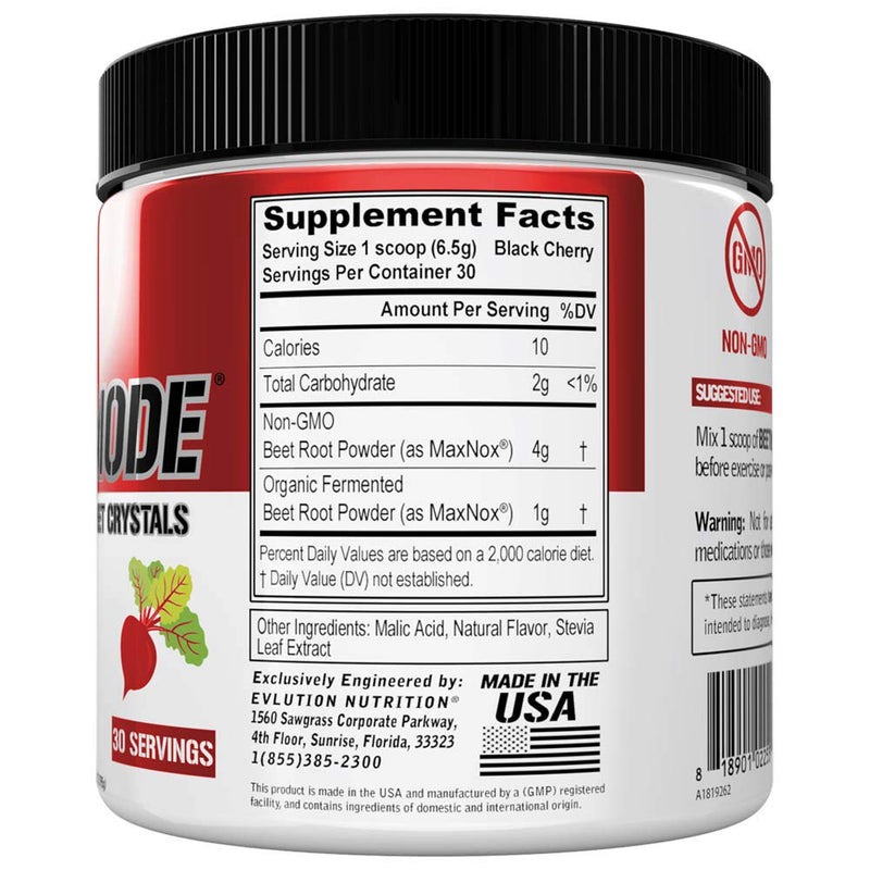 Evlution Nutrition Beet Root Powder Concentrated Beet Powder Crystals Nitric Oxide Booster & Natural Circulation Booster Antioxidants Vegan Non-GMO Endurance Superfood (Black Cherry 30 Servings) Black Cherry - NewNest Australia