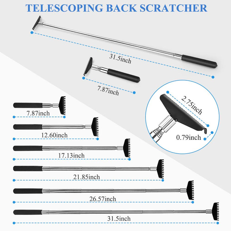 Oversized Portable Extendable Back Scratcher, Upgraded Metal Stainless Steel Telescoping Back Scratcher Tool with Canvas Carrying Bag (Black) - NewNest Australia