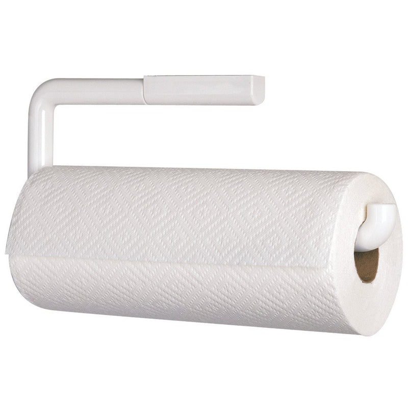 NewNest Australia - iDesign Plastic Wall Mounted Metal Paper Towel Holder, Roll Organizer for Kitchen, Bathroom, Craft Room, 13" x 5" - White Mounted Paper Towel Holder 