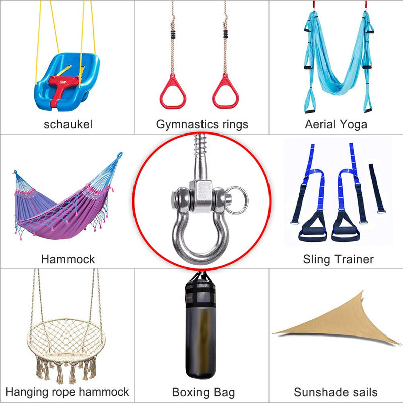 SELEWARE Set of 2 Permanent Antirust 304 Stainless Steel Screw Bracket Heavy Duty 180° Swing Hangers, 1800LB Capacity Playground Yoga Hammock Rope Tire Web Chair Sandbag Punching Bag Porch Swing Sets - NewNest Australia