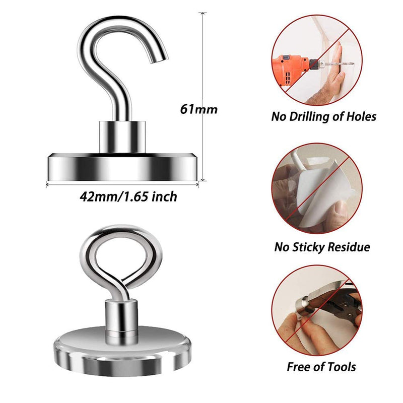 NewNest Australia - EVISWIY 150LBS Magnetic Hooks with 4 Eyebolt Hooks Neodymium Rare Earth Fishing Magnets Heavy Duty Super Strong Powerful Industrial Eyes Ceiling Hooks for Refrigerator Locker Cruise Cabins 4 Pack 