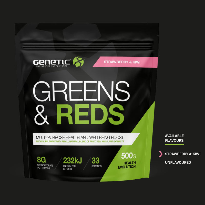 Super Greens Supplement Powder - Genetic Supplements - Reds & Greens Super Powder - Dried Fruit Powder - Vegan Supplements - Strawberry & Kiwi - 500g Strawberry Kiwi - NewNest Australia