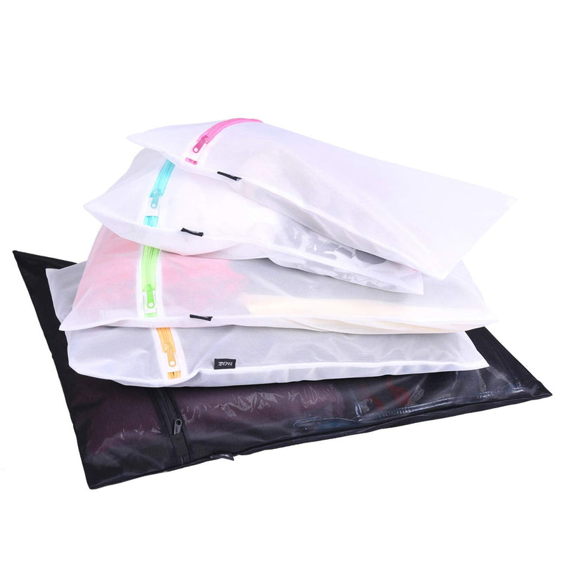 Set of 5 Mesh Laundry Bags-1 Extra Large, 2 Large & 2 Medium Bags Laundry,Blouse, Hosiery, Stocking, Underwear, Bra Lingerie, Travel Laundry Bag A White 2M,1XL,2L - NewNest Australia