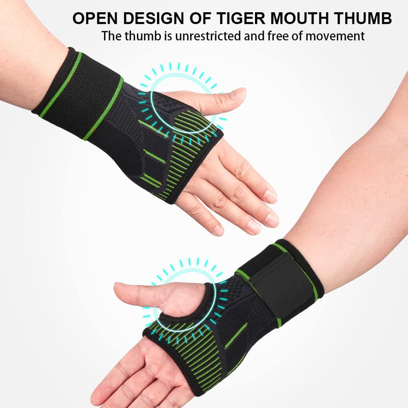Creey 1 Pair Of Wrist Bandages, Adjustable Compression Wrist Bandages, Wrist Support, Sports Bandages For Left And Right Handed Users, Arthritis, Tendonitis, Sprain, Sports Protection (Green) - NewNest Australia