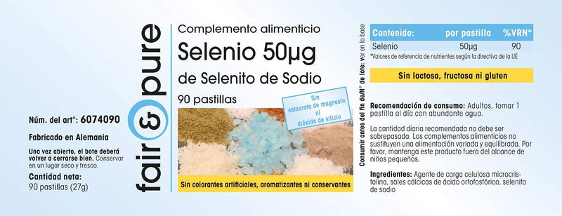 Fair & Pure® - Selenium 50μg tablets made from sodium selenite - vegan - yeast-free - without magnesium stearate - 90 selenium tablets - NewNest Australia