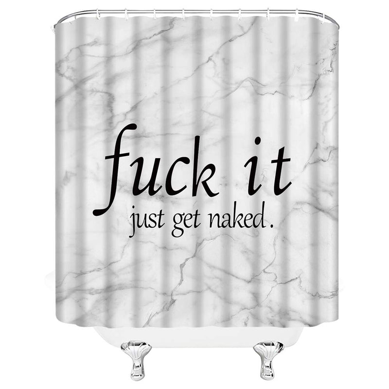 Get Naked Shower Curtain Fuck It Funny Cute Quotes Bold Font Black White Grey Marble Texture Stripe Fashion Cool Sexy Symbol of Love Valentine's Day Fabric Bathroom Curtain with Hooks Grey Blue Black 70"WX70"H - NewNest Australia