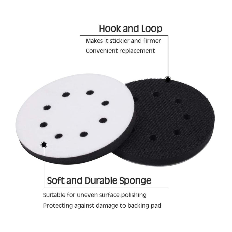 SPEEDWOX 5 Inch 8 Holes Hook and Loop Soft Sponge Cushion Interface Buffer Pad Sanding Discs Pad 5 Packs Soft Foam Buffering Pad for Drill Grinder Rotary Tools 5" 8 hole - NewNest Australia