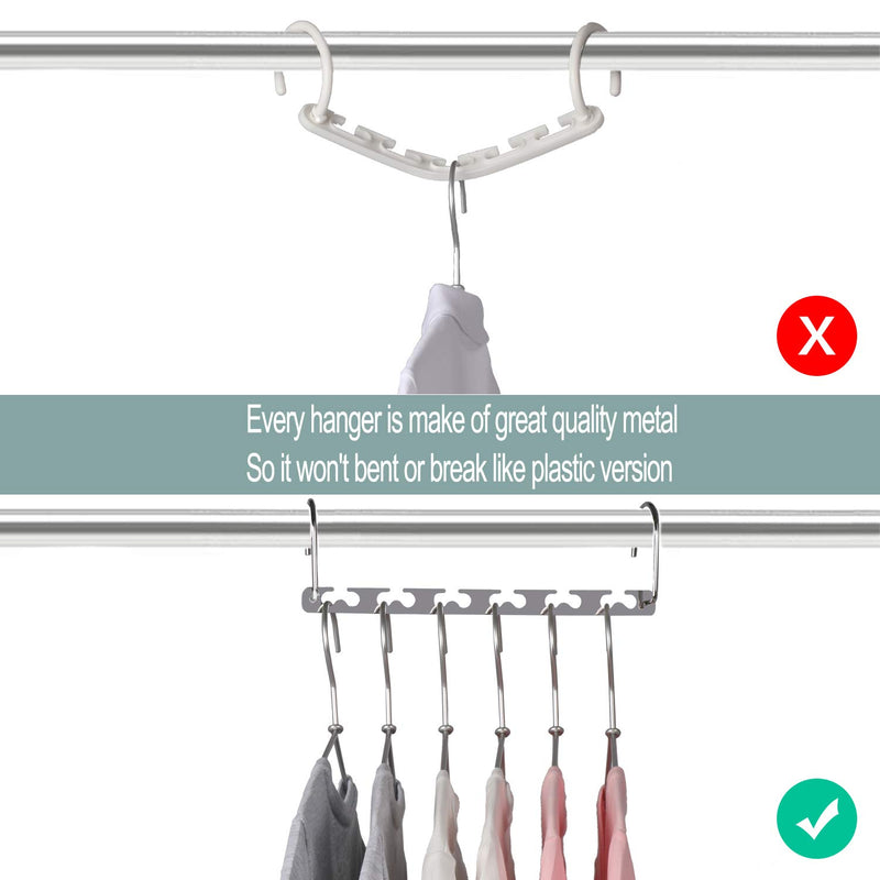 NewNest Australia - Meetu Space Saving Hangers Metal Clothes Hangers 6X2 Slots Magic Hanger Cascading Hanger Updated Hook Design Closet Organizer Hanger (Pack of 4) 