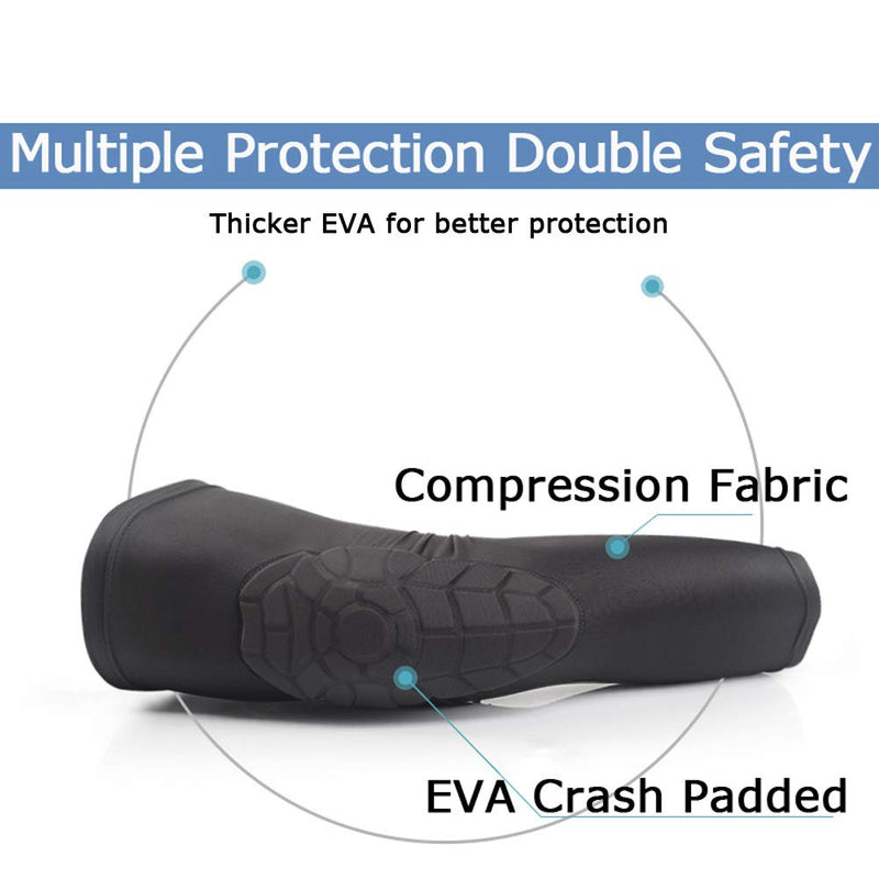 Bohope Kids Youth 5-15 Years Padded Arm Knee Sleeve Compression Leg Protective Padded Knee Black YXL(Suits for:11-15 Years Old) - NewNest Australia