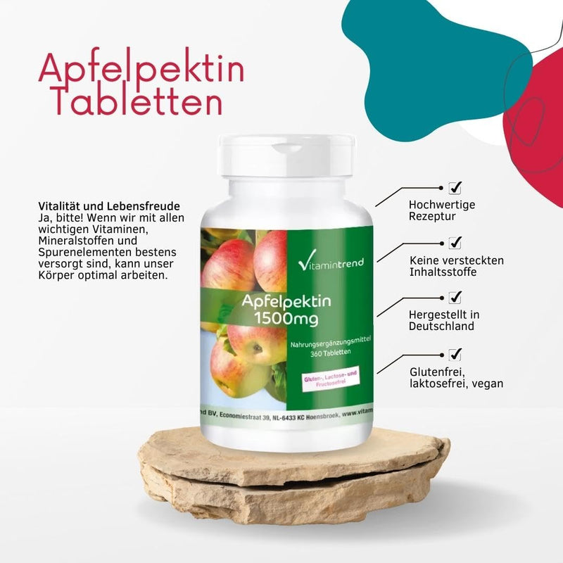 Apple pectin 1500mg - 360 tablets - vegan - natural fiber | Vitamintrend® - NewNest Australia
