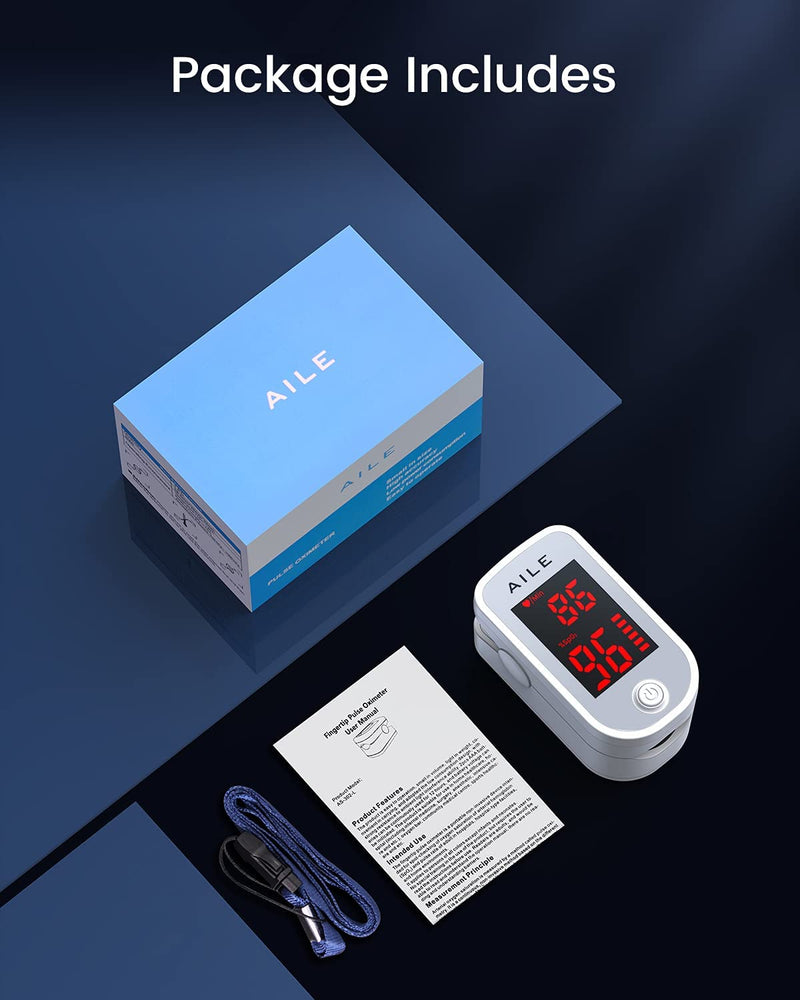 [2023] AILE Pulse Oximeter Oxygen Meter Adults Accurate Fast Easy Larger Red Screen Oxygen Monitor with Lanyard Blood Saturation Monitor -O2 Saturation Meter Pulse-Oximeter - NewNest Australia