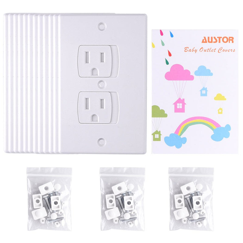 AUSTOR 12 Pack Baby Safety Wall Socket Plugs Electric Outlet Covers Baby Safety Self Closing Wall Socket Plugs Plate Alternate for Child Proofing - NewNest Australia