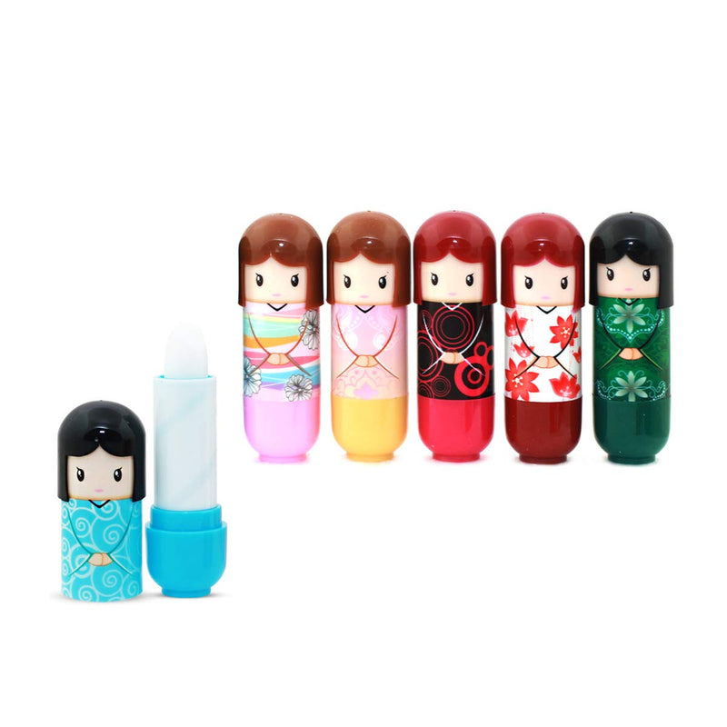 Lip Balm Doll Shaped 24 Lips Balms x 2.5 Grams, 6 Different Case Designs Display Box Wholesale Price (1 Box) 24 Lip Balms (1 Box) - NewNest Australia