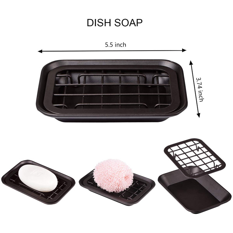 Kitchen and Bathroom Soap Dish Tray - Metal 2-Piece Soap Dish Tray with Drainage Grid and Holder for Kitchen Sink Countertops to Store Soap, Sponges, Scrubbers - Rust Resistant - 2 Pack (Bronze) - NewNest Australia