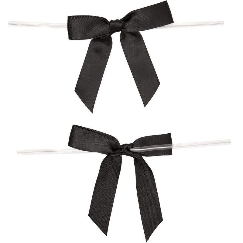 Juvale 100 Pack Black Satin Twist Tie Bows for Crafts, Gift Wrapping, Party Favor Bags, Baked Goods (3 Inches) - NewNest Australia