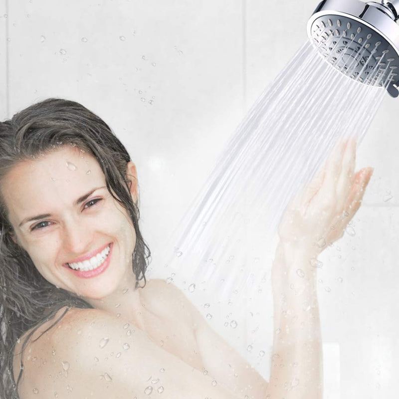 Briout Shower Head, High Pressure Shower Heads 4.1 Inch 5 Settings Rain High Flow Fixed Showerhead for Luxury Shower Experience Even at Low Water Pressure, Chrome - NewNest Australia