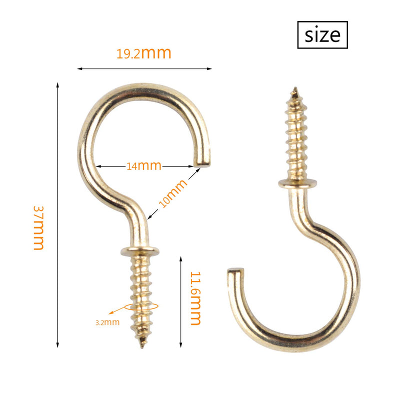 NewNest Australia - BronaGrand 100pcs Nickel Plated Metal Screw-in Ceiling Hooks Cup Hooks Gold 1inch 