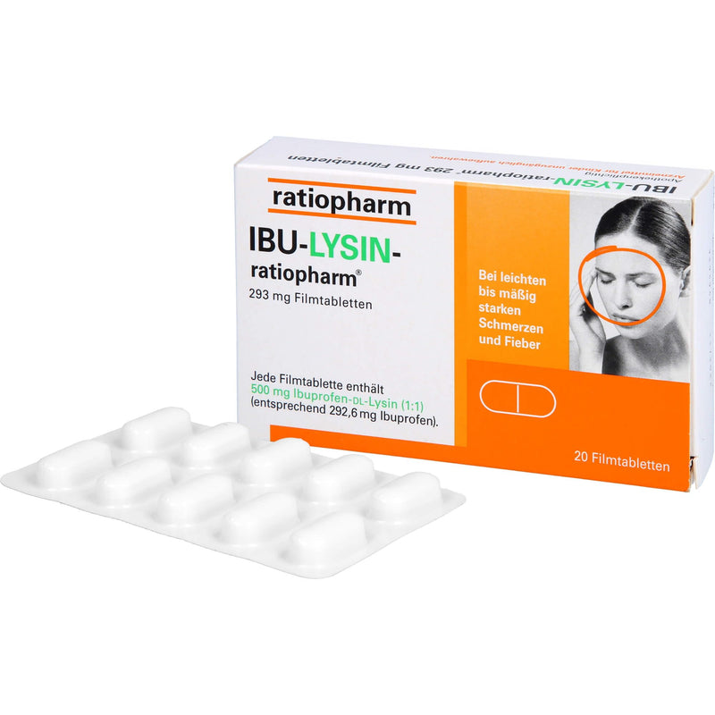 IBU-LYSIN-ratiopharm 293 mg film-coated tablets 20 pcs - NewNest Australia