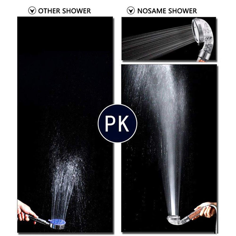 Nosame Shower Head with Hose and Braket, Filter Filtration High Pressure Water Saving 3 Mode Function Spray Handheld Showerheads for Dry Skin & Hair Clear(Shower head+hose+ bracket) - NewNest Australia