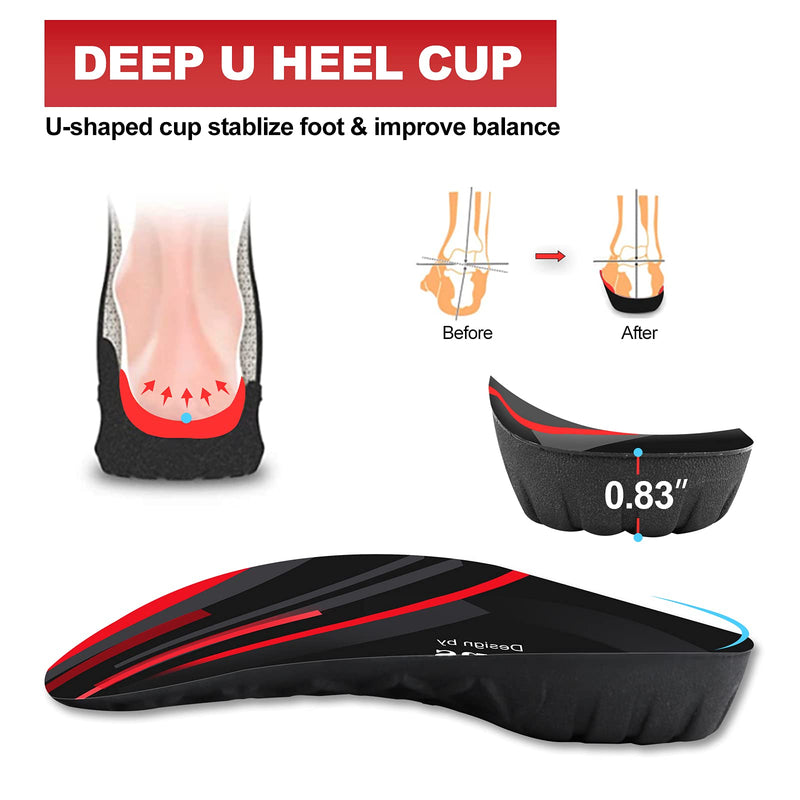 330+ Lbs Plantar Fasciitis 3/4 Insoles, High Arch Orthotic Inserts For Women Men, Flat Feet, Overpronation, Pain Relief For Walking, Standing, Durable, Strong Support - NewNest Australia