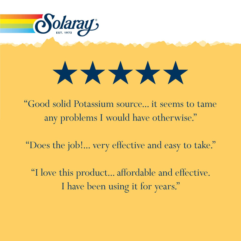 Solaray Potassium 99 mg, Fluid & Electrolyte Balance Formula, Cardiovascular, Nerve & Muscle Health Support, 200 VegCaps - NewNest Australia