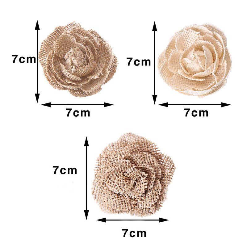 CCINEE Natural Burlap Flowers Assorted Handmade Burlap Rose for Wedding Decoration and Floral Crafts Making, Pack of 18 - NewNest Australia