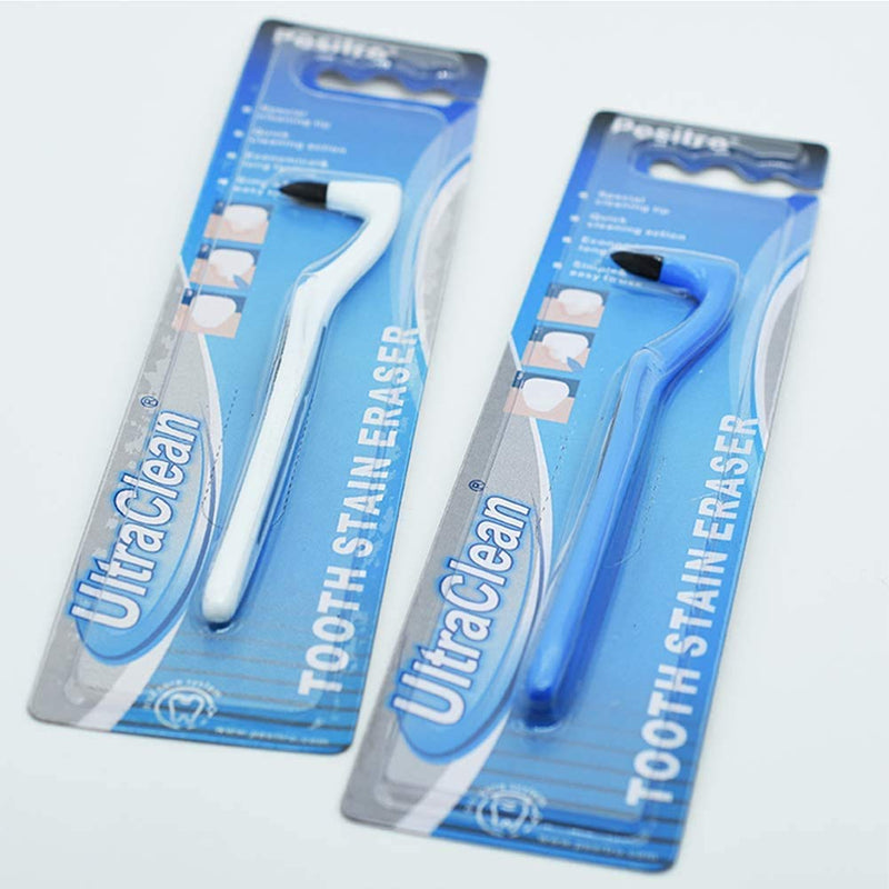 RMFC 2PCS Tartar Remover Tooth Cleaning, Tooth Stain Eraser, Teeth Cleaning Kit Removes Plaque & Impurities for Teeth, Teeth Polishing Tooth Stain Remover（White & Blue） - NewNest Australia