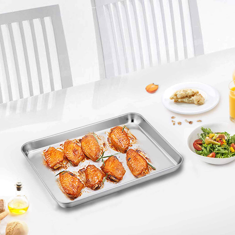 TeamFar Toaster Oven Pan Tray with Cooling Rack, Stainless Steel Toaster Ovenware broiler Pan, Compact 8''x10''x1'', Healthy & Non Toxic, Rust Free & Easy Clean - Dishwasher Safe - NewNest Australia