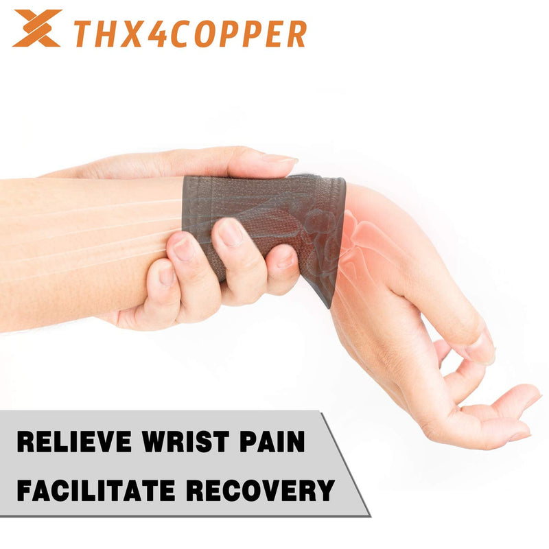 Thx4COPPER 2 PCS Compression Wrist Brace Strap, Adjustable Wrist Support Splint for Pain Relief & Promotes Healing, Tendonitis, Arthritis & Carpal Tunnel Relief, Working Out Sport - Unisex Black - NewNest Australia