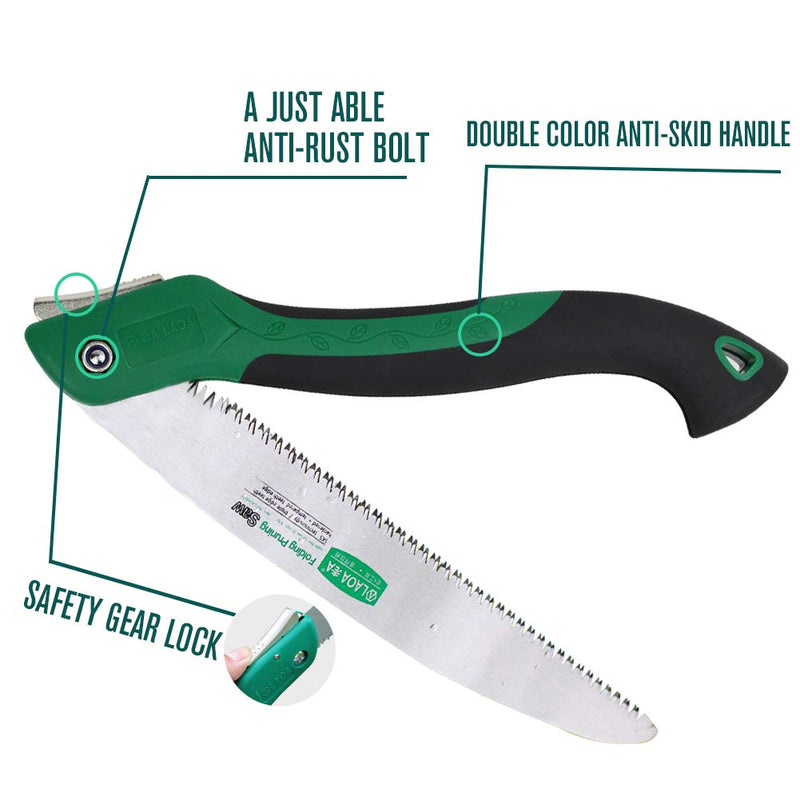 LAOA 10 Inch Gardening Folding Saw, Tree Pruner Hand Saws with Gloves Razor Tooth Sharp Blade Solid Grip for Cutting Wood,Bushes,Tree branch Trimming and Camping - NewNest Australia