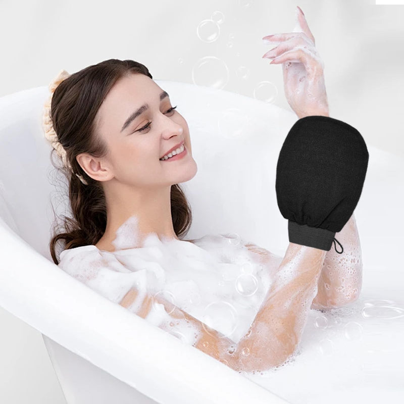 KEYRI Pack of 6 peeling gloves, exfoliating gloves for women, scrub wash mitt for bathing or showering, peeling glove for skin massage, removing dead skin, sun tan removal (black). - NewNest Australia