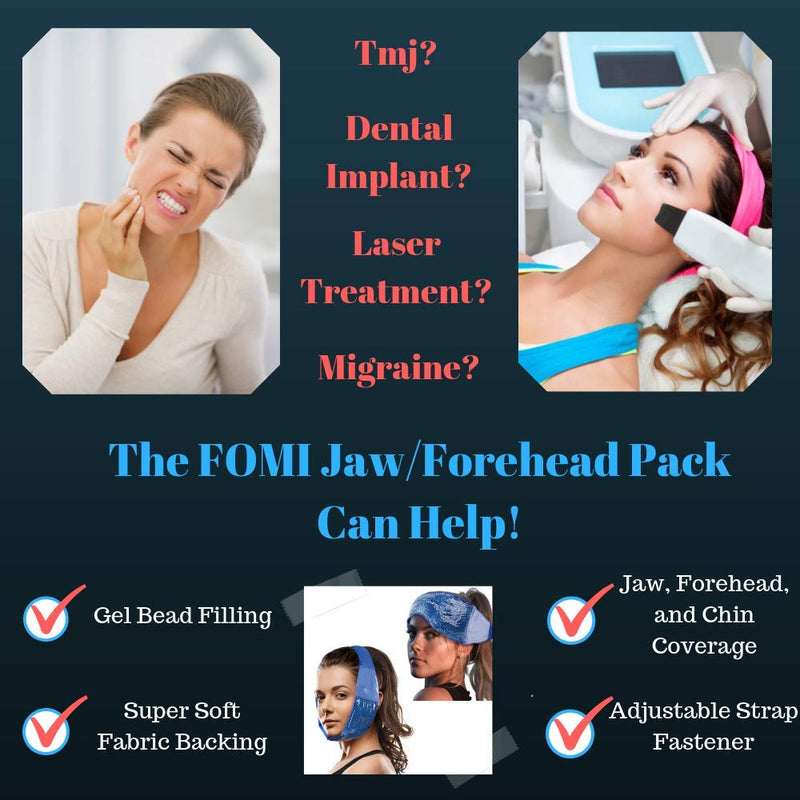 Hot Cold Jaw and Forehead Ice Pack by FOMI Care | Flexible Gel Bead Wrap for TMJ, Wisdom Teeth, Oral and Facial Surgery, Dental Implants, Migraine, Headache, Chin and Tooth Pain | Adjustable, Reusable - NewNest Australia