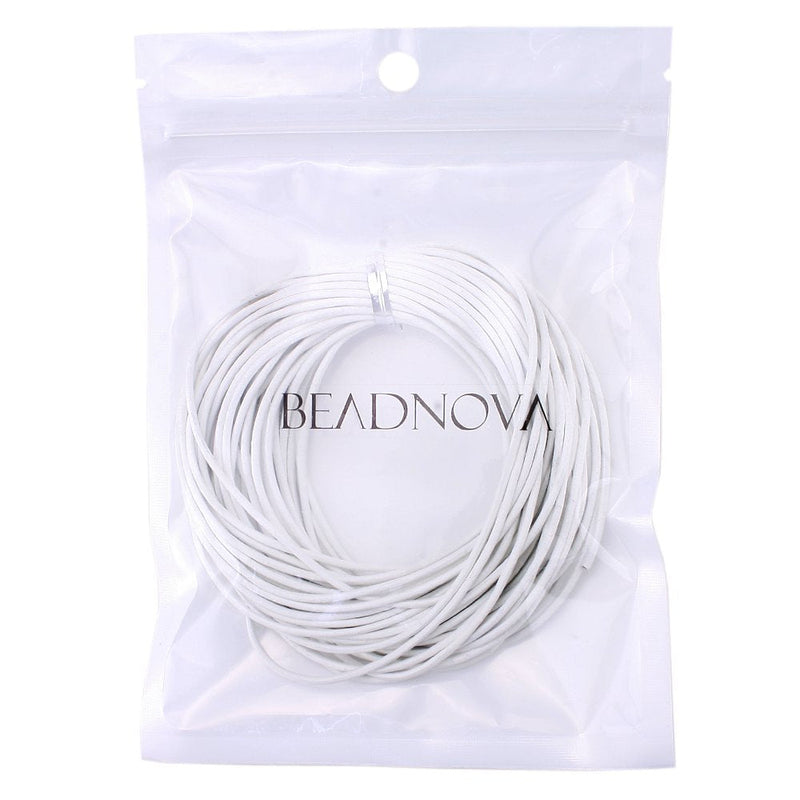 BEADNOVA Genuine Round Leather Cord White Leather Strips for Jewelry Making Bracelet Necklace Beading (11 Yards,1.5mm) 01.white 1.5mm - NewNest Australia